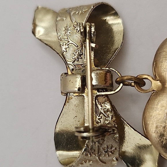 Vintage Gold Tone Heart Locket Brooch - Picture 8 of 9